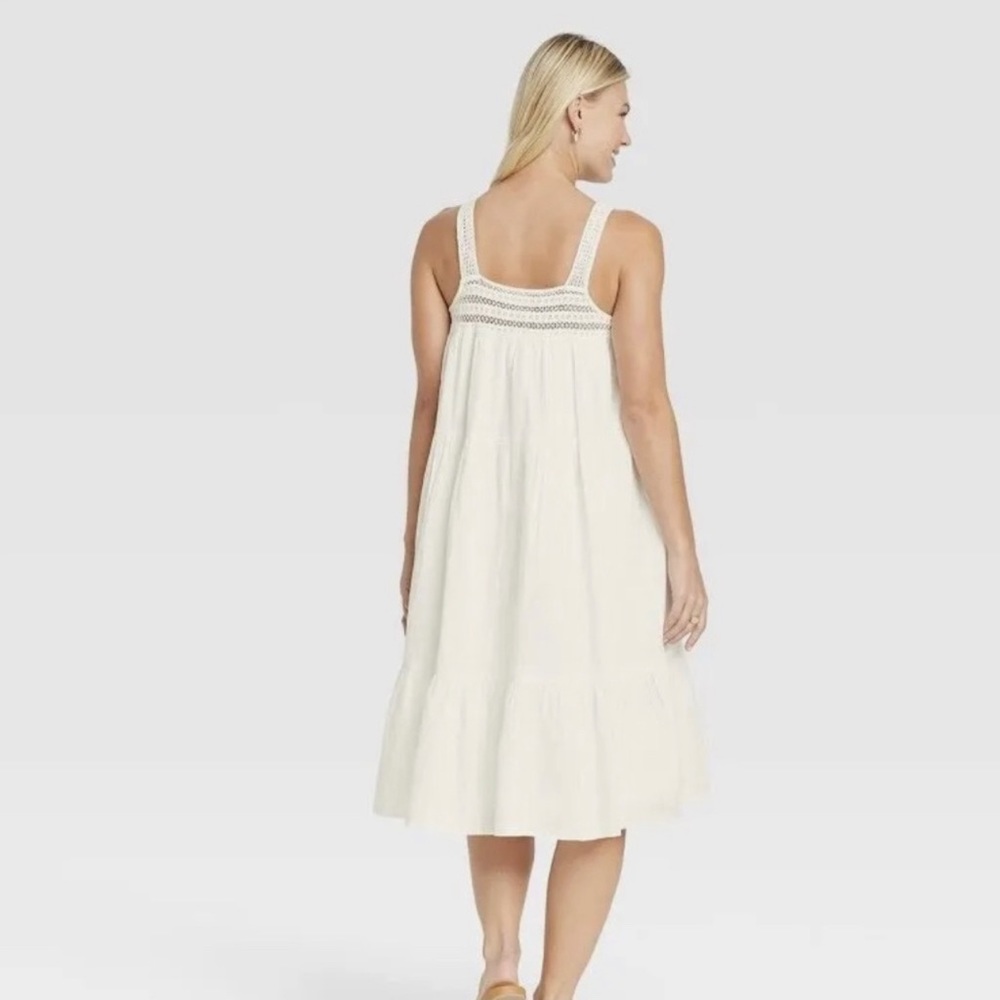 Women’s Sleeveless Crochet Trim Sundress Universal Thread White - Picture 2 of 9